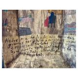 LR - Mexican Ex-Voto Retablo - Vintage Hand-Painted Wooden Panel with Crowned Virgin Mary