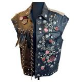 Coach 1941 Embellished Leather Vest - Size 6, Made in Italy - Studs, Feathers, Bottle Caps