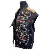 Coach 1941 Embellished Leather Vest - Size 6, Made in Italy - Studs, Feathers, Bottle Caps