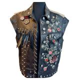 Coach 1941 Embellished Leather Vest - Size 6, Made in Italy - Studs, Feathers, Bottle Caps