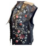 Coach 1941 Embellished Leather Vest - Size 6, Made in Italy - Studs, Feathers, Bottle Caps