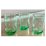 CD - Handblown Art Glass Tumblers - Emerald Green Swirl, 4.75 in tall (Lot of 4)