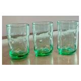 CD - Handblown Art Glass Tumblers - Emerald Green Swirl, 4.75 in tall (Lot of 4)