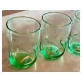 CD - Handblown Art Glass Tumblers - Emerald Green Swirl, 4.75 in tall (Lot of 4)