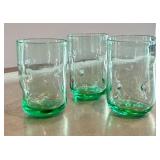 CD - Handblown Art Glass Tumblers - Emerald Green Swirl, 4.75 in tall (Lot of 4)