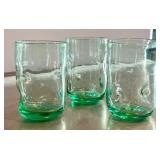 CD - Handblown Art Glass Tumblers - Emerald Green Swirl, 4.75 in tall (Lot of 4)