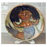 KP - Artisan Raku Fired Plate - 9.5 in, Stylized Figure