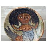 KP - Artisan Raku Fired Plate - 9.5 in, Stylized Figure
