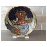 KP - Artisan Raku Fired Plate - 9.5 in, Stylized Figure