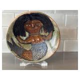 KP - Artisan Raku Fired Plate - 9.5 in, Stylized Figure