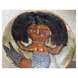 KP - Artisan Raku Fired Plate - 9.5 in, Stylized Figure