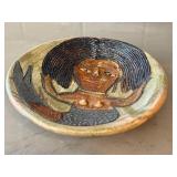KP - Artisan Raku Fired Plate - 9.5 in, Stylized Figure