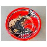 K6 - Karen Kramer Ceramic Bowl - Hand-Painted Red & Beige Stripes
