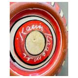K6 - Karen Kramer Ceramic Bowl - Hand-Painted Red & Beige Stripes