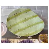 KP - Butter Dish, Green Stripe Platter, Lavender Fields Towels & Mosaic Bowl (Lot of 5)