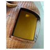 Vintage Zhejiang Handicrafts Chinese Woven Oxen Container, Rattan Basket