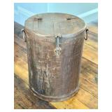 Vintage Covered Metal Container - Lidded Bin