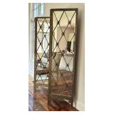 LR - John Richard Four-Panel Folding Mirror Screen - Antique Finish, 22 in W x 83 in H Each