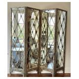 LR - John Richard Four-Panel Folding Mirror Screen - Antique Finish, 22 in W x 83 in H Each