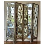 LR - John Richard Four-Panel Folding Mirror Screen - Antique Finish, 22 in W x 83 in H Each
