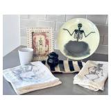 K - John Derian Skeleton Plate, Striped Tray , Skeleton Towels and More