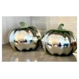 K - Decorative Glass Pumpkin Pair - Recycled Green Glass