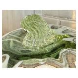 K - Decorative Glass Pumpkin Pair - Recycled Green Glass
