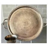 K - French Vintage Pewter Cup & Tray Set