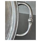 K - French Vintage Pewter Cup & Tray Set