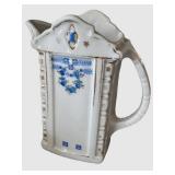 3-Piece Vintage Porcelain Creamer Set - Blue Floral Motifs with Gold Trim