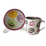 K2 - Amy Sabrina 1998 Mug & Plate Set - Hand-Painted Ceramic