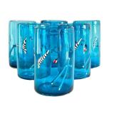 CD - Hand-Blown Blue Glass Tumblers - Set of 6, Signed