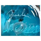 CD - Hand-Blown Blue Glass Tumblers - Set of 6, Signed