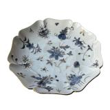Porcelain Plate - Vintage Floral & Grasshopper Pattern, 8.25-in Diameter