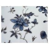 Porcelain Plate - Vintage Floral & Grasshopper Pattern, 8.25-in Diameter