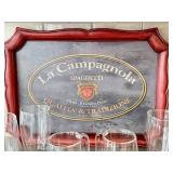 LR - VIETRI La Campagnola Spaghetti Tray with Bodum & Zwilling Glass Tumblers