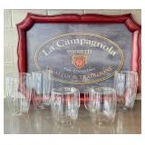 LR - VIETRI La Campagnola Spaghetti Tray with Bodum & Zwilling Glass Tumblers