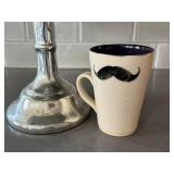 K - Amanda Barr Mugs (2) & Pastry Glass Pedestal - Whimsical Kitchen Towel