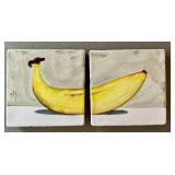 K - Xenia Taler Design Banana Tiles - 4x4 Ceramic Pair (Lot of 2)