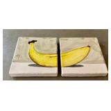 K - Xenia Taler Design Banana Tiles - 4x4 Ceramic Pair (Lot of 2)