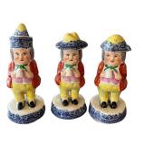 K - Staffordshire Toby Jugs Condiment Set - 3-Piece Blue Willow, 19th Century