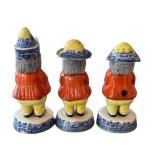 K - Staffordshire Toby Jugs Condiment Set - 3-Piece Blue Willow, 19th Century