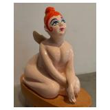 K6 - Ceramic Angel Scrub Brush on Wood Base