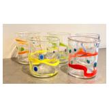 CF - Wackie Ware Hand-Blown Double Old Fashioned Glasses (Lot of 5)