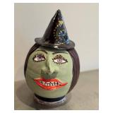 K - Ceramic Hand Crafted Witch Head Cookie Jar