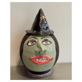 K - Ceramic Hand Crafted Witch Head Cookie Jar