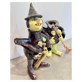 CD - Three Handcrafted Ceramic Witch Teapots - 11.5 Inches Tall (One Head Missing, Hat Chip)