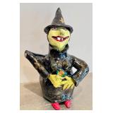 CD - Three Handcrafted Ceramic Witch Teapots - 11.5 Inches Tall (One Head Missing, Hat Chip)