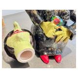 CD - Three Handcrafted Ceramic Witch Teapots - 11.5 Inches Tall (One Head Missing, Hat Chip)