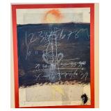 Philip Baker (b.1951) Curtain - Original Framed Oil, Crayon & Graphite on Book Plate